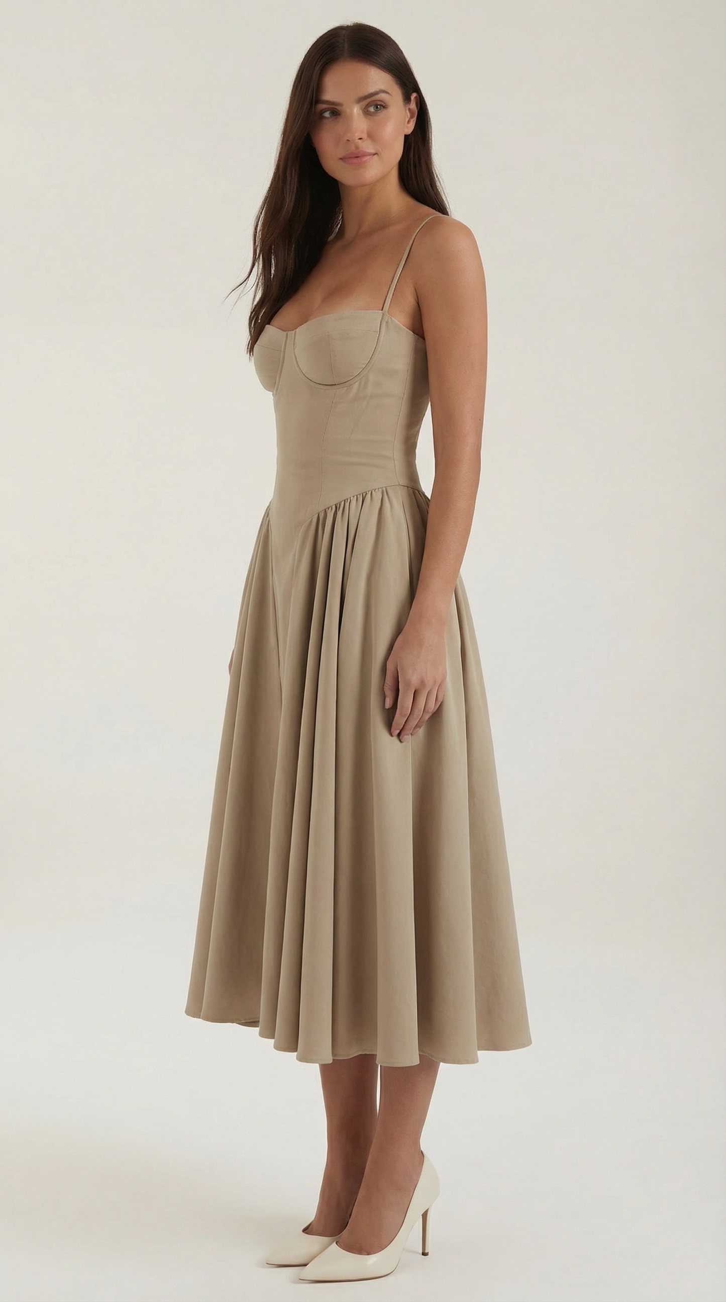 Corset Midi Dress in Elegant Fabric - Perfect for Formal Events and Special Occasions